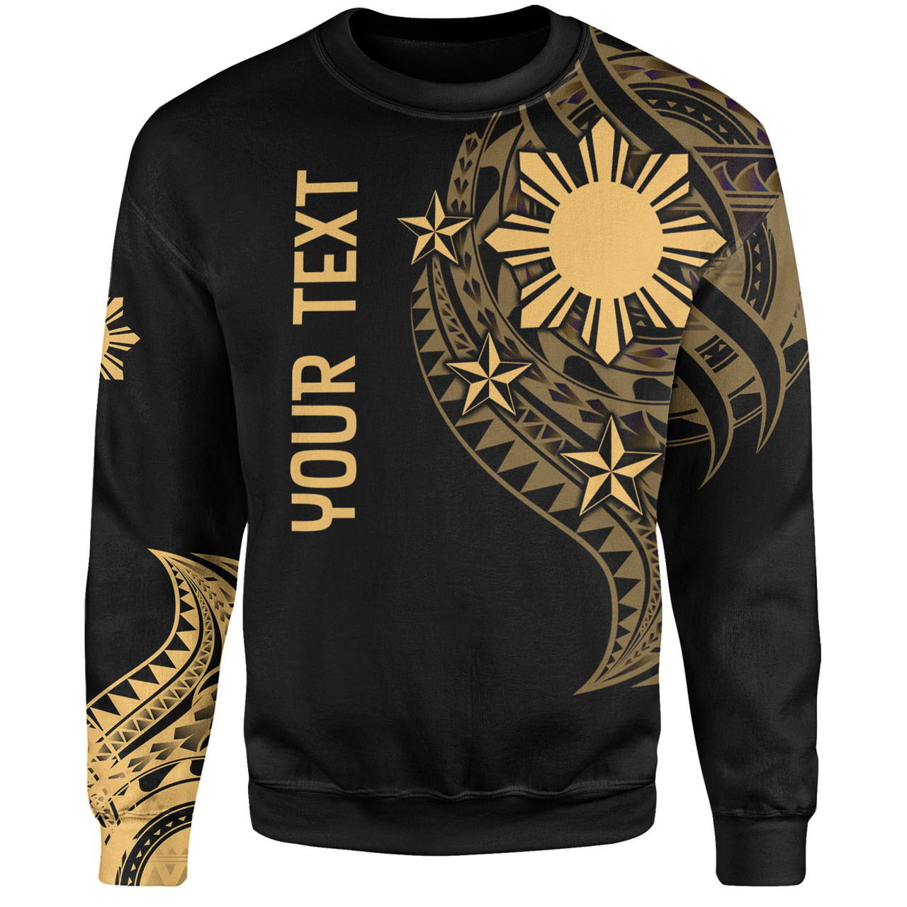 Philippines Filipinos Custom Personalised Sweatshirt Tatau Gold Pattern