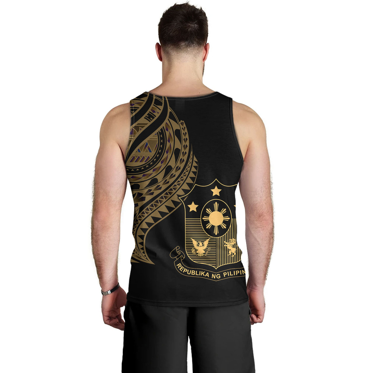 Philippines Filipinos Custom Personalised Tank Top Tatau Gold Pattern