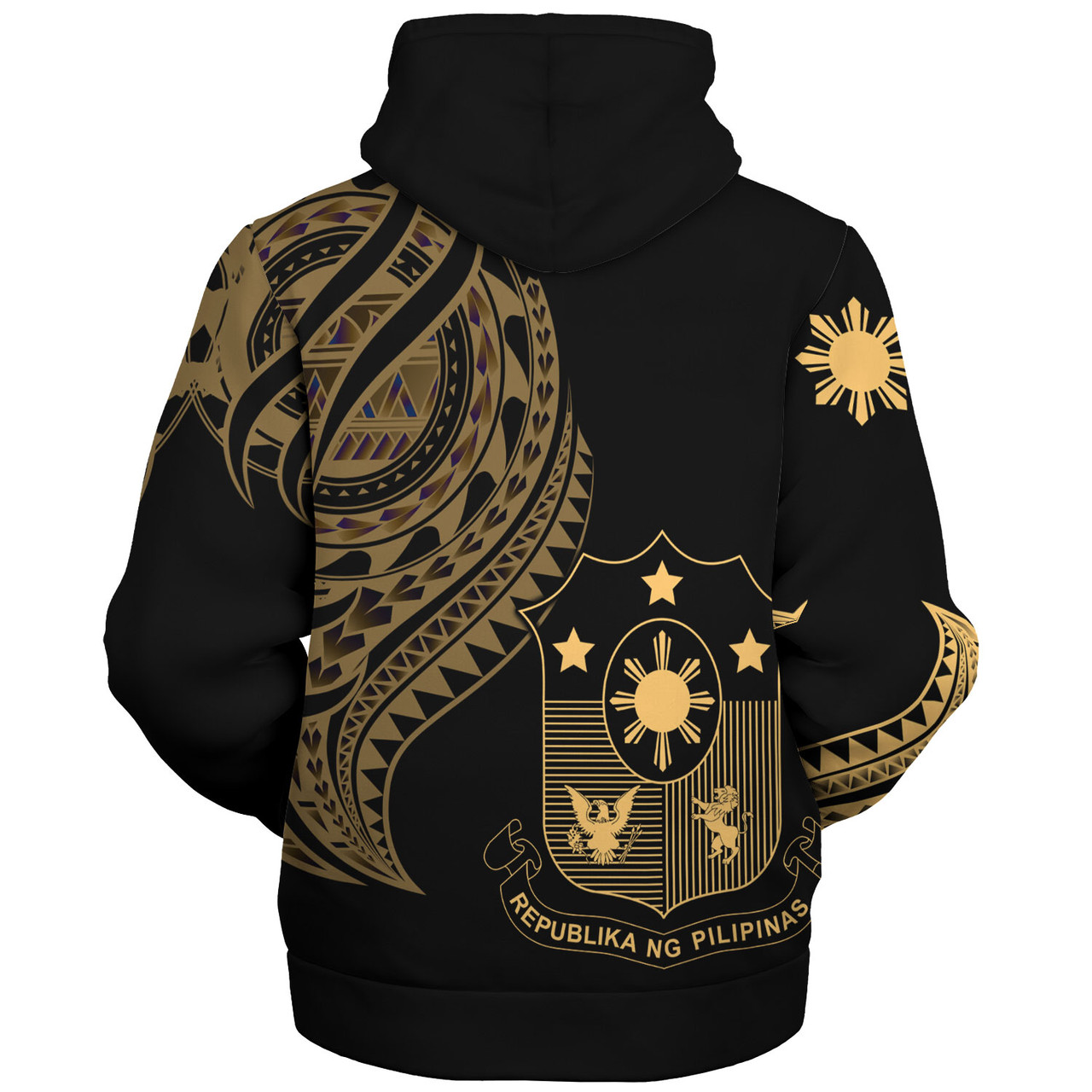 Philippines Filipinos Custom Personalised Sherpa Hoodie Tatau Gold Pattern