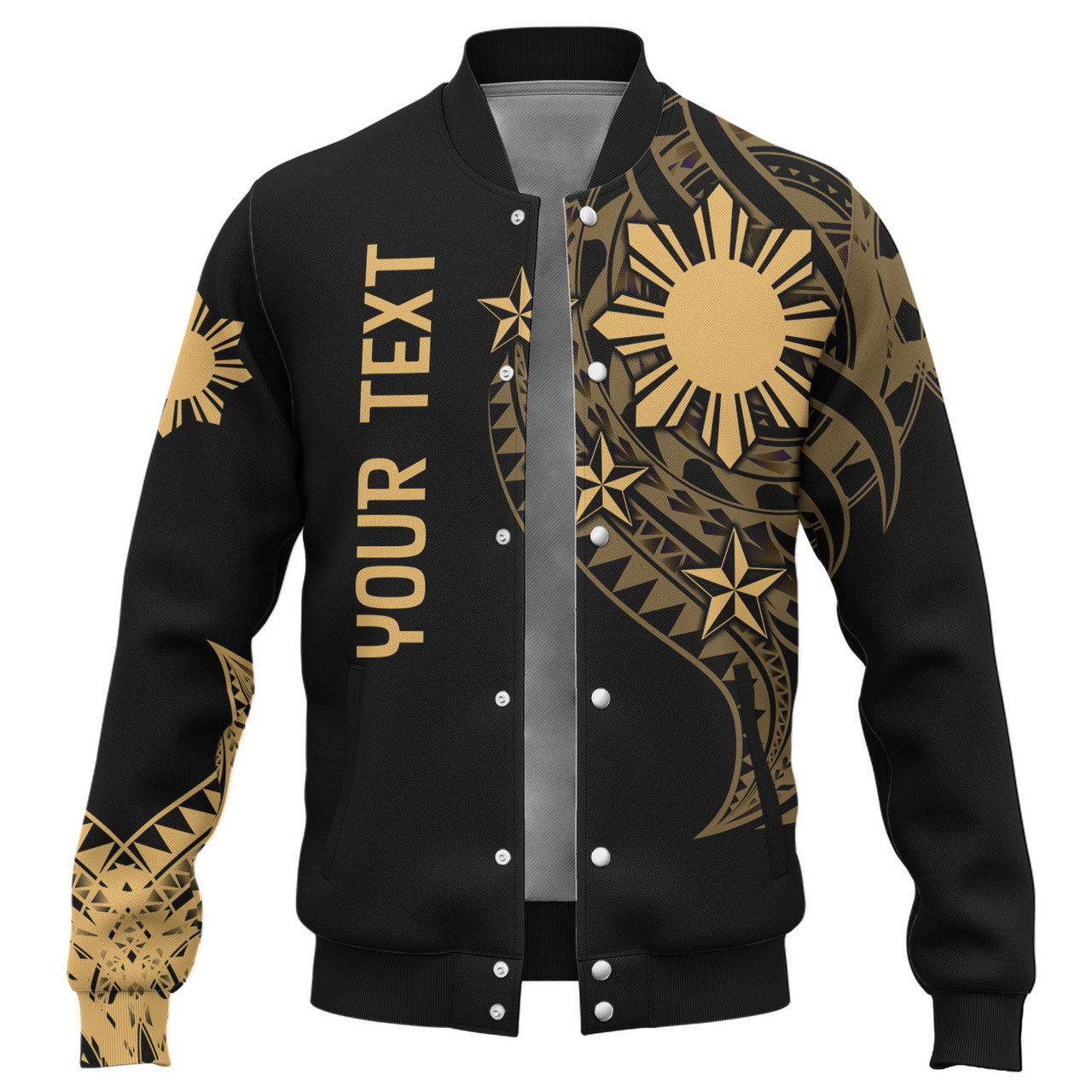 Philippines Filipinos Custom Personalised Baseball Jacket Tatau Gold Pattern