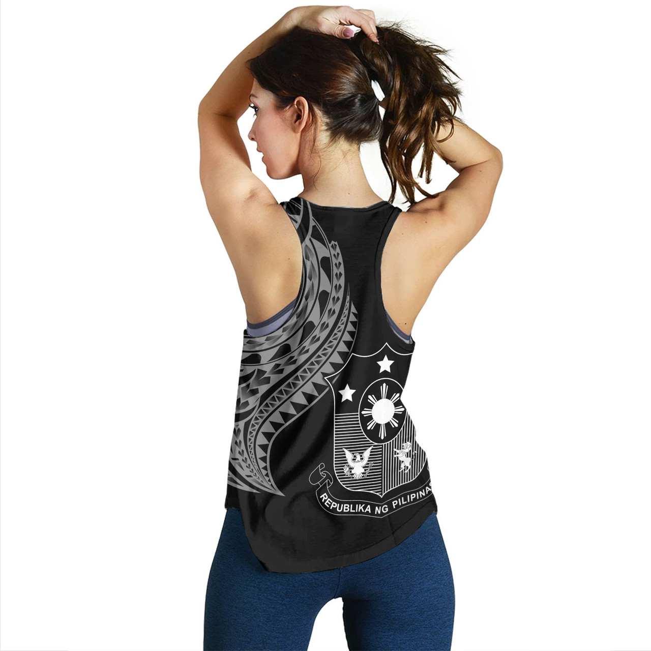 Philippines Filipinos Custom Personalised Women Tank Tatau White Pattern