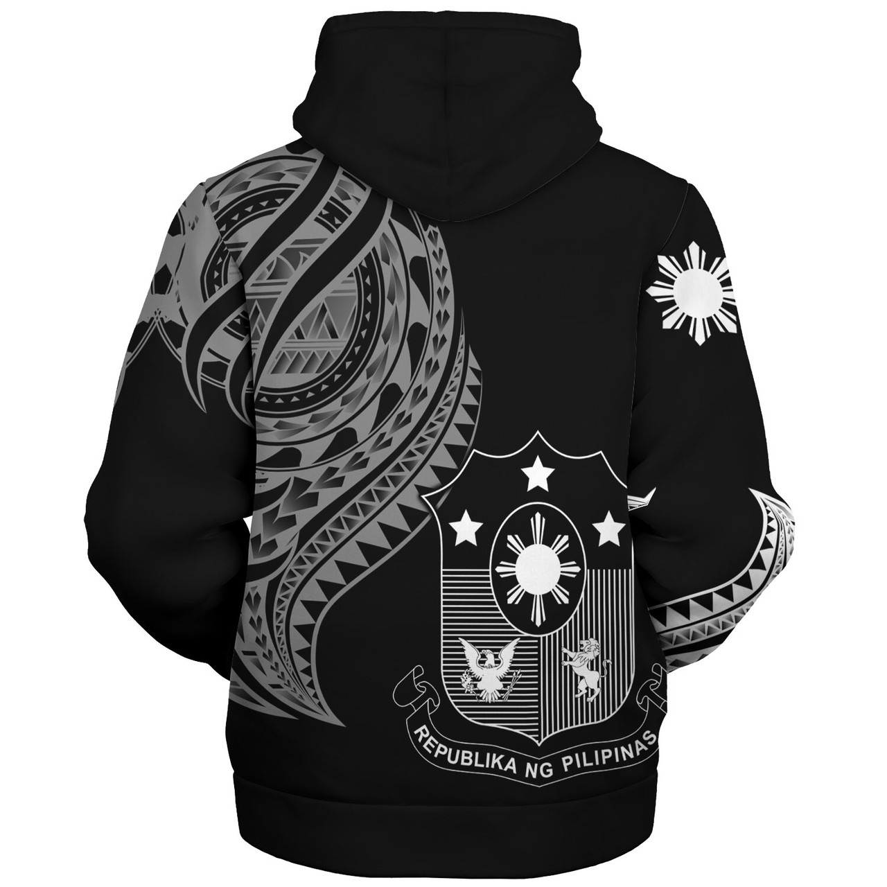 Philippines Filipinos Custom Personalised Sherpa Hoodie Tatau White Pattern