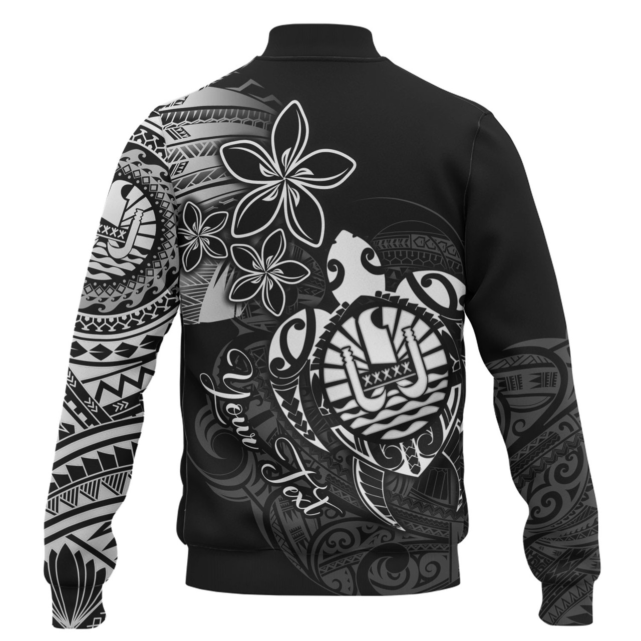 French Polynesia Custom Personalised Baseball Jacket Seal Turtle Plumeria Tribal Patterns