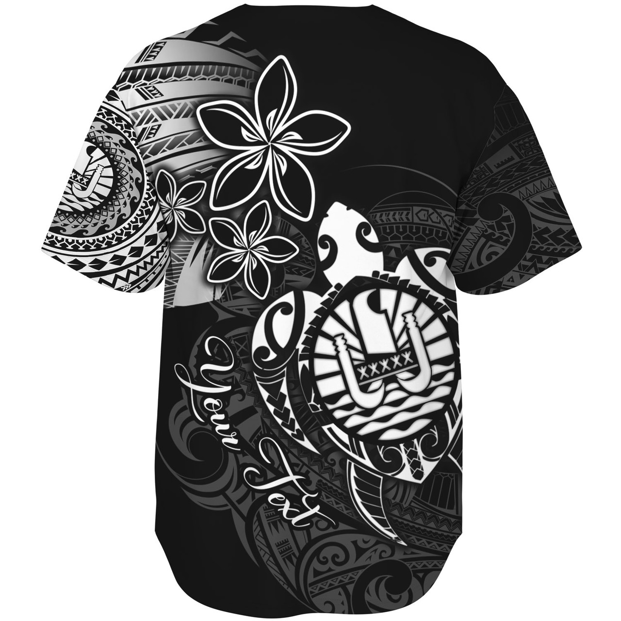 French Polynesia Custom Personalised Baseball Shirt Seal Turtle Plumeria Tribal Patterns