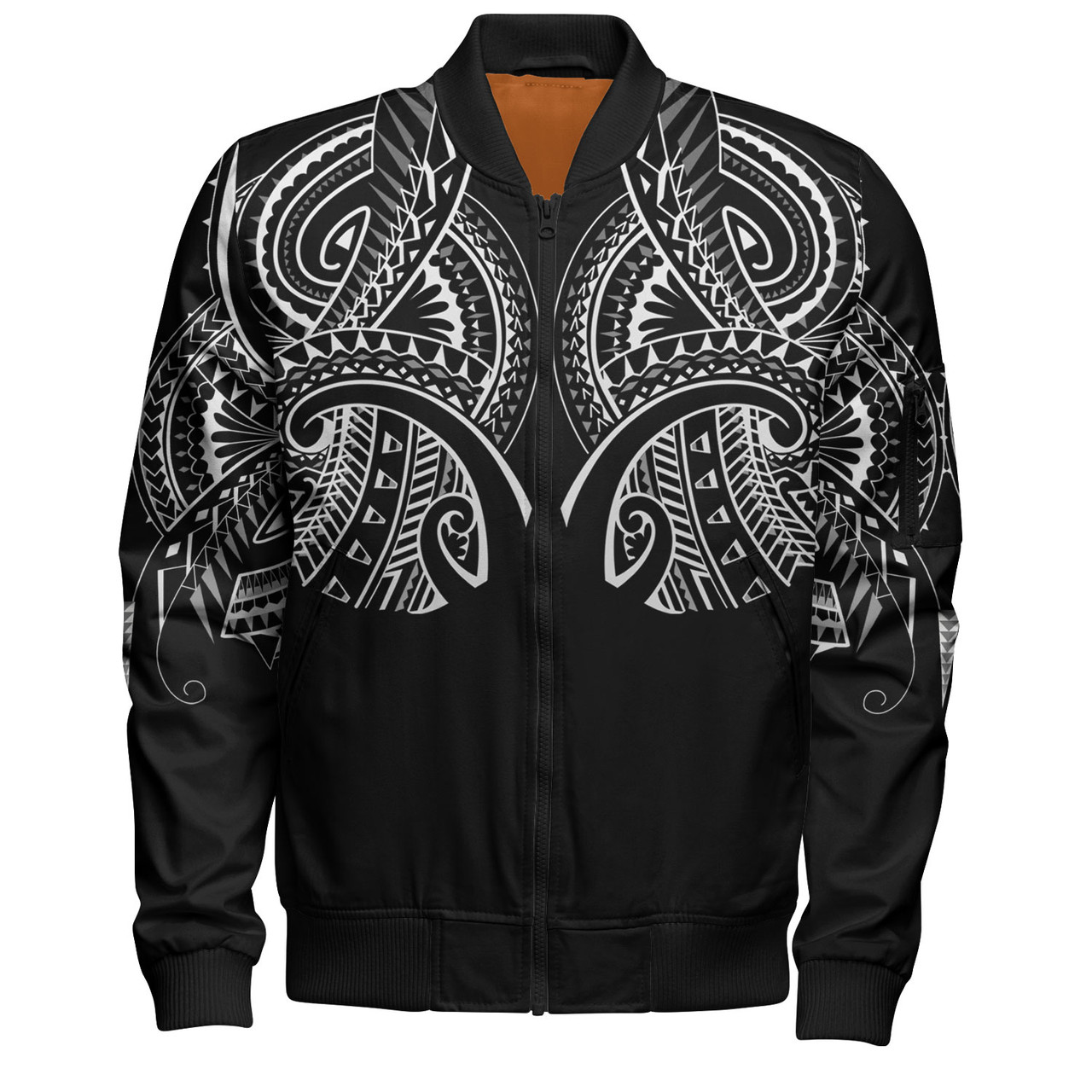 Hawaii Custom Personalised Bomber Jacket Black Polynesian Tribal Tatau Design