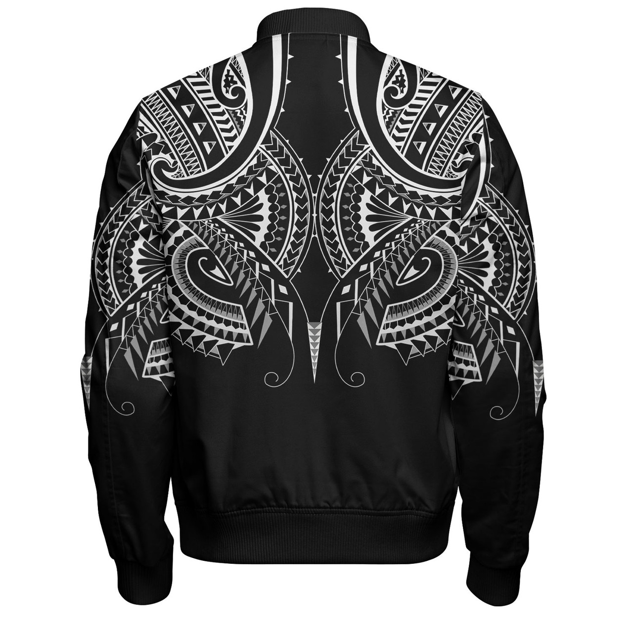 Hawaii Custom Personalised Bomber Jacket Black Polynesian Tribal Tatau Design