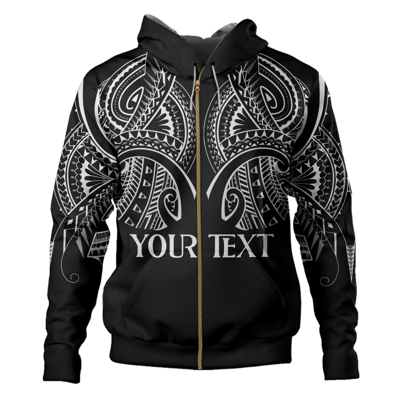 Hawaii Custom Personalised  Hoodie Black Polynesian Tribal Tatau Design