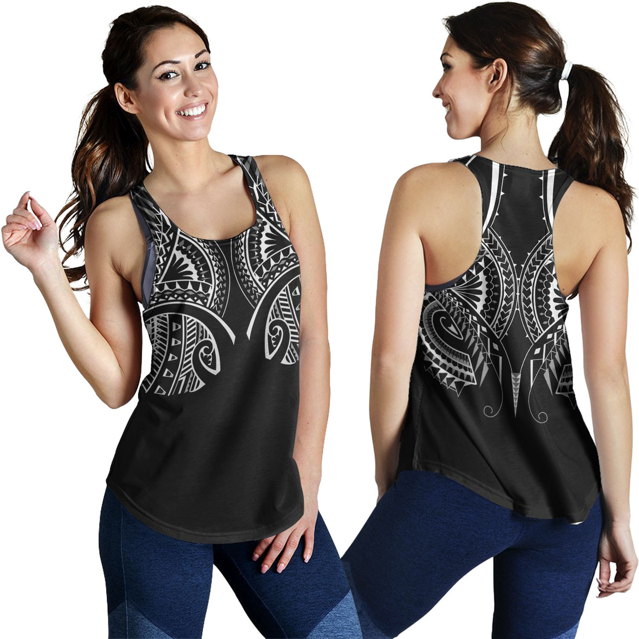 Hawaii Custom Personalised  Women Tank Black Polynesian Tribal Tatau Design