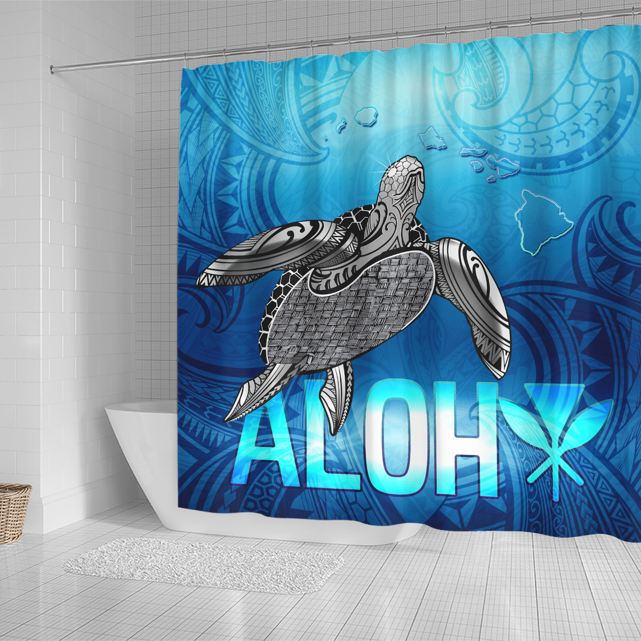 Hawaii Shower Curtain Aloha Turtle Ocean Style