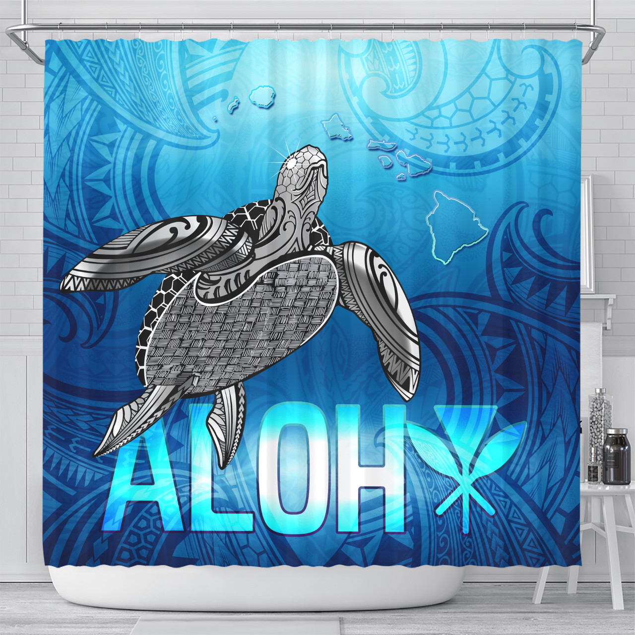 Hawaii Shower Curtain Aloha Turtle Ocean Style