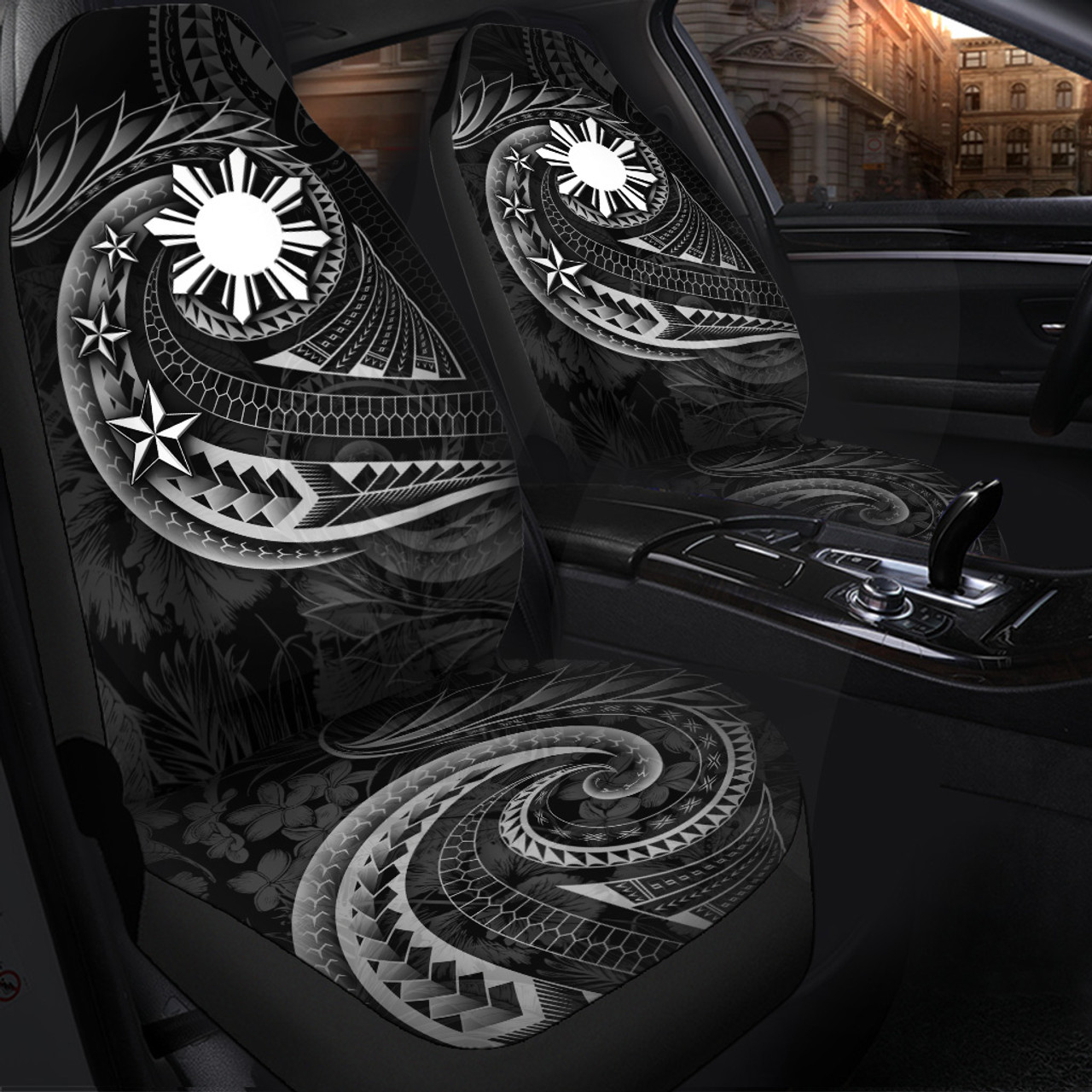 Philippines Filipinos Car Seat Covers Philippines Sun Tribal Patterns Tropical Flowers Curve Style