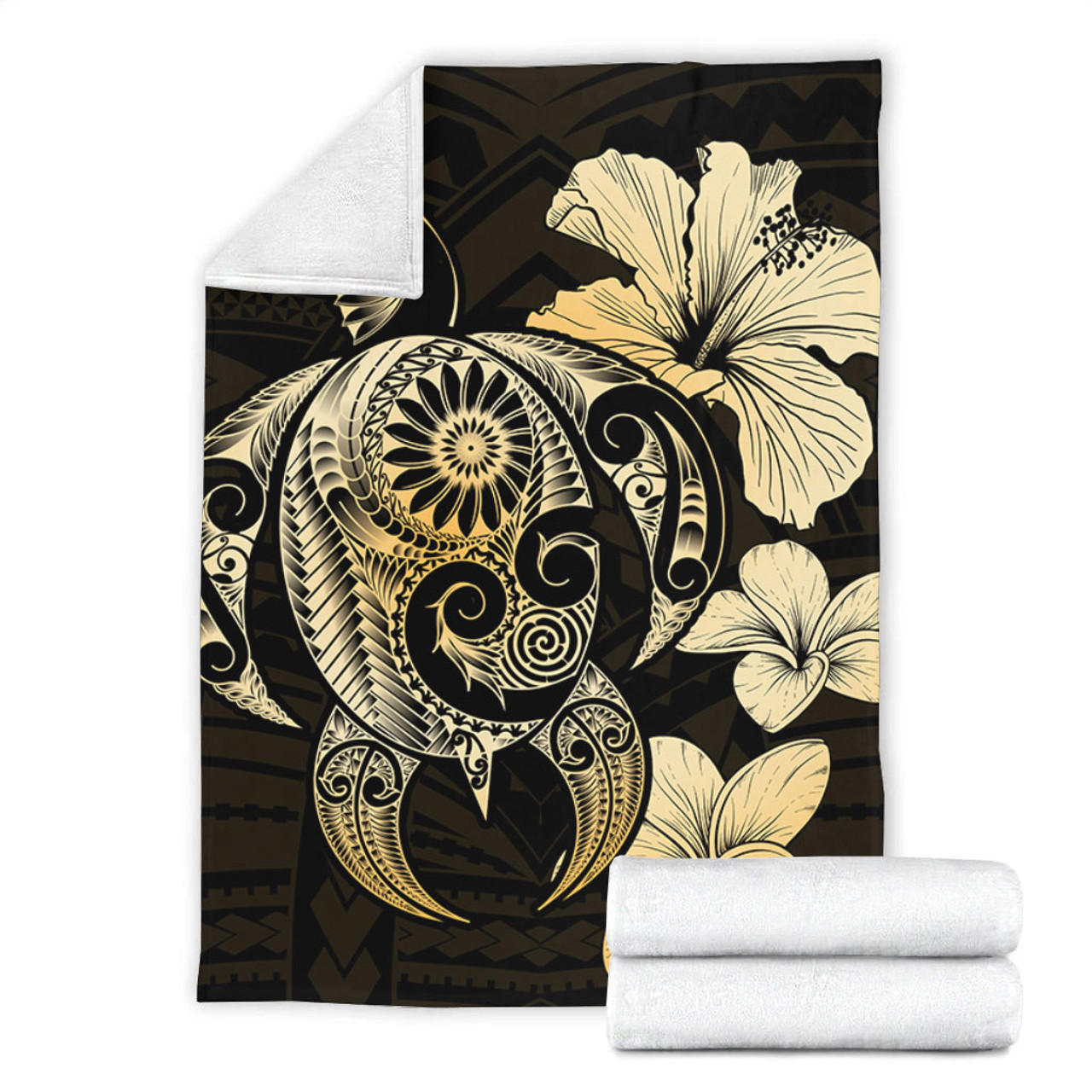 Hawaii Premium Blanket Hibiscus Plumeria Mix Polynesian Turtle