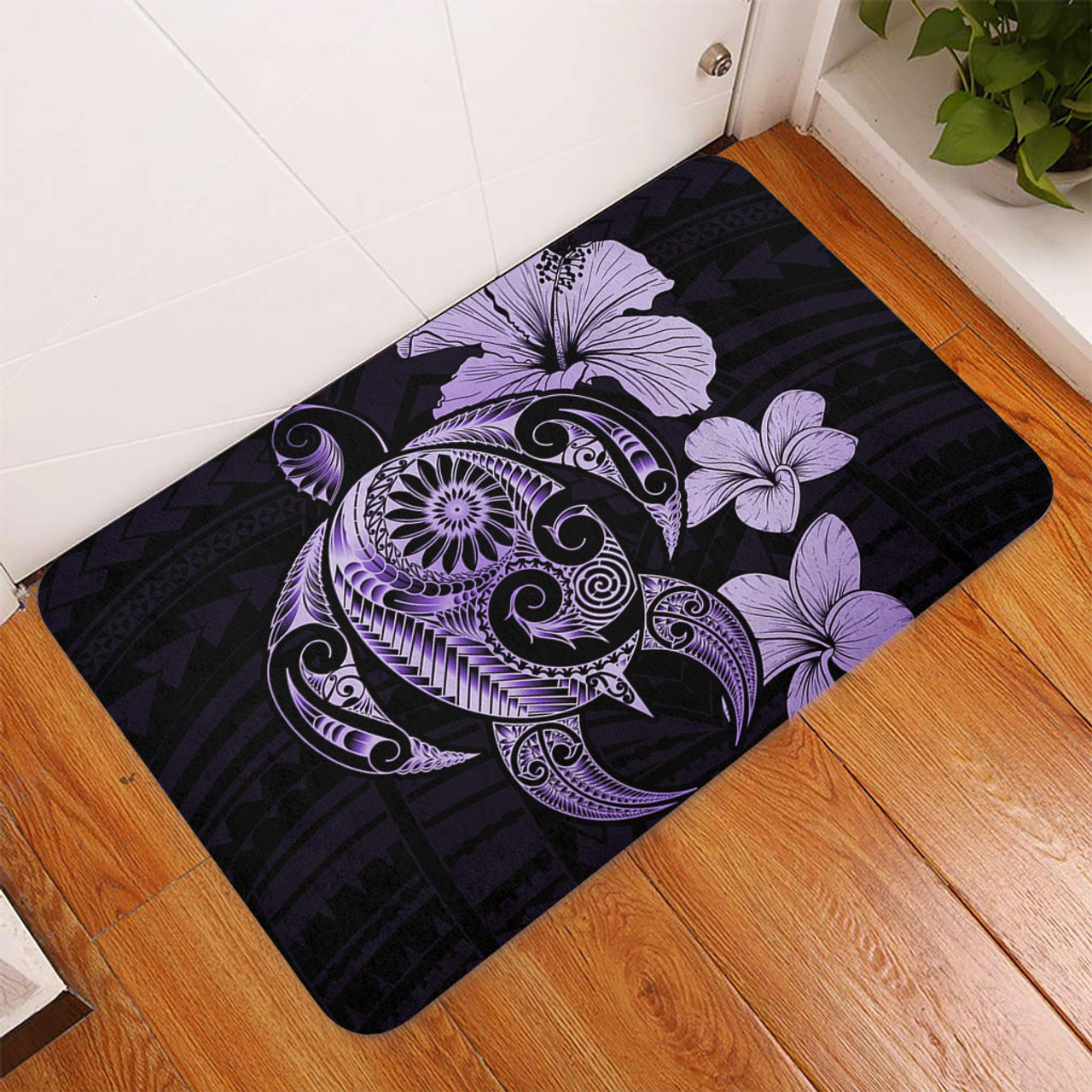 Hawaii Door Mat Hibiscus Plumeria Mix Polynesian Turtle