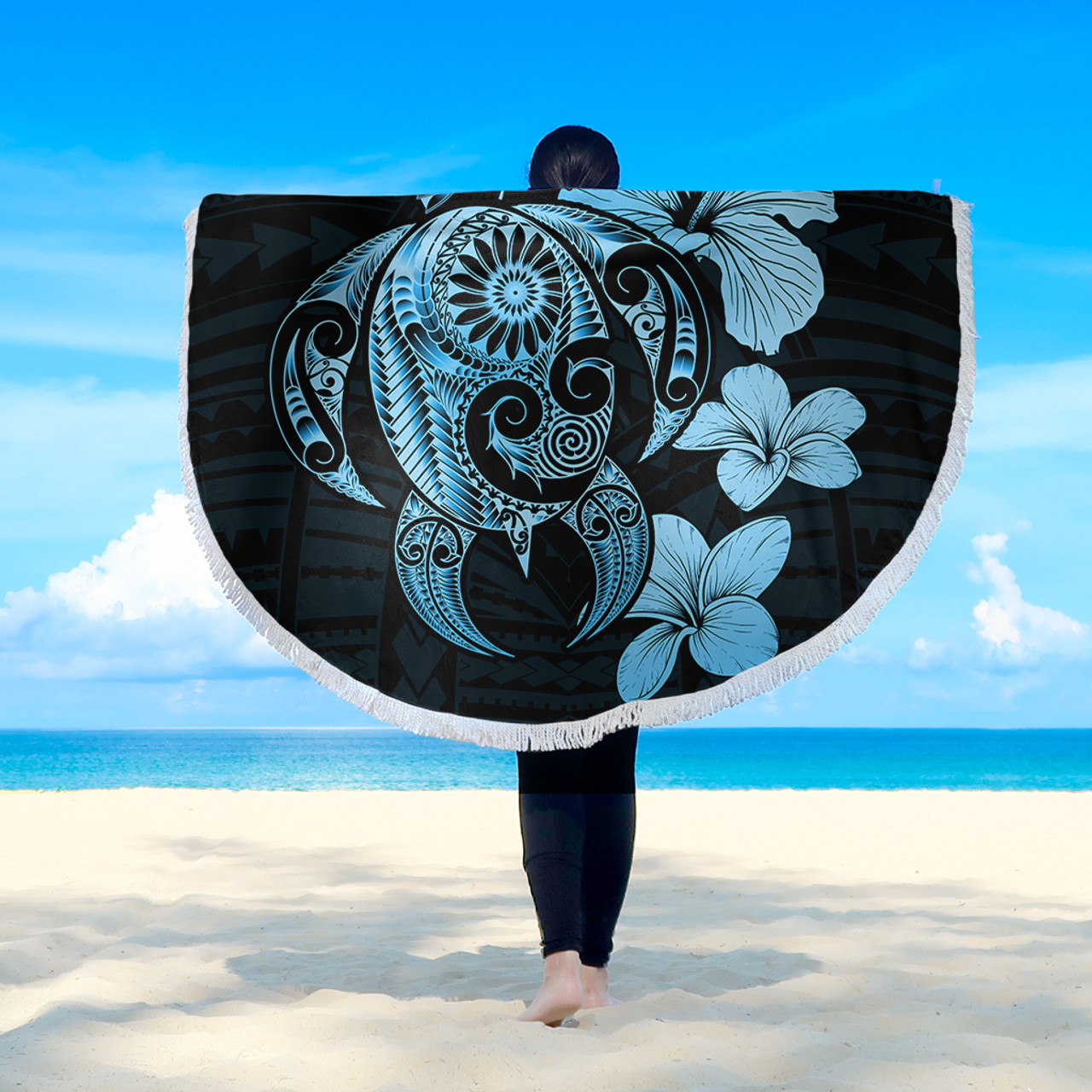 Hawaii Beach Blanket Hibiscus Plumeria Mix Polynesian Turtle