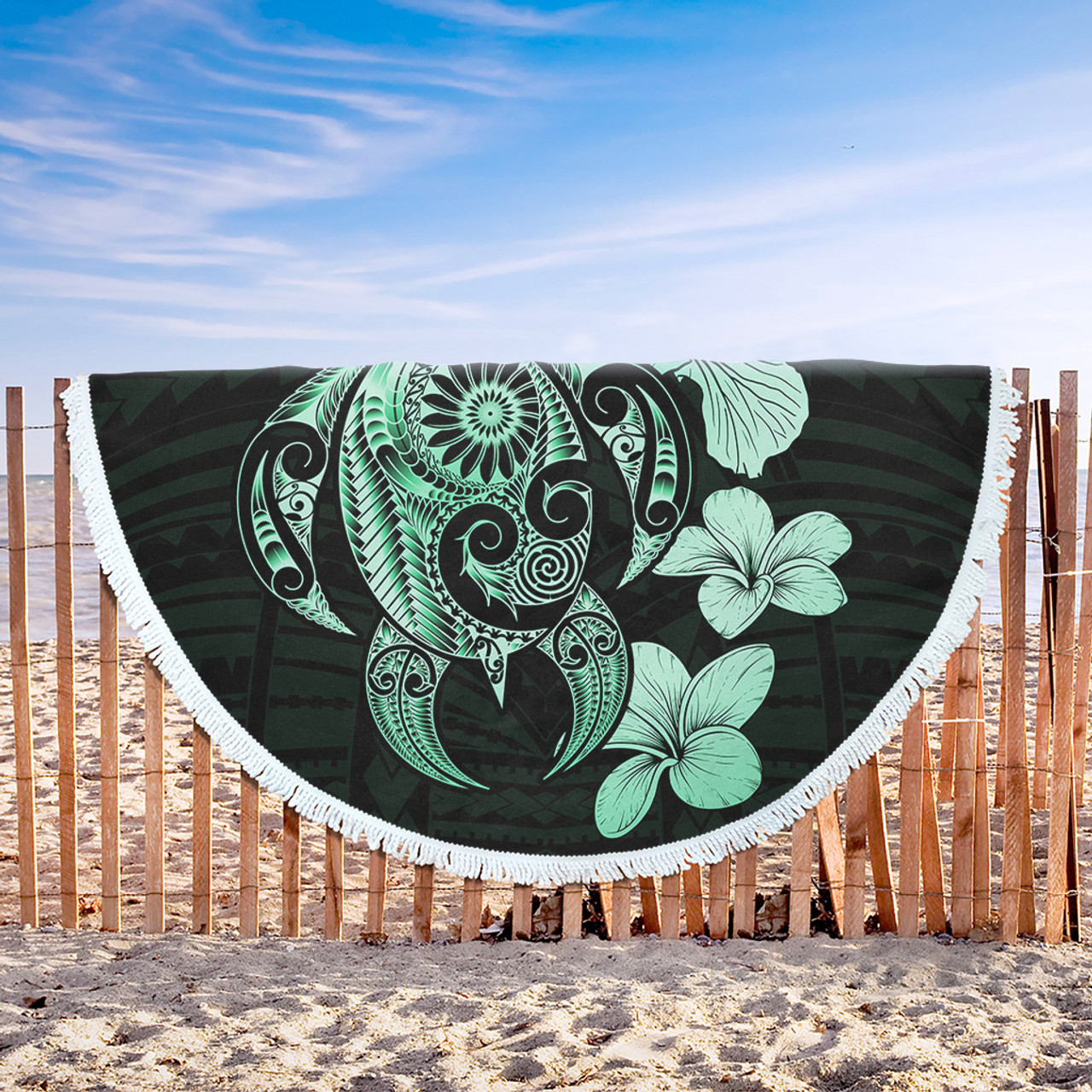 Hawaii Beach Blanket Hibiscus Plumeria Mix Polynesian Turtle