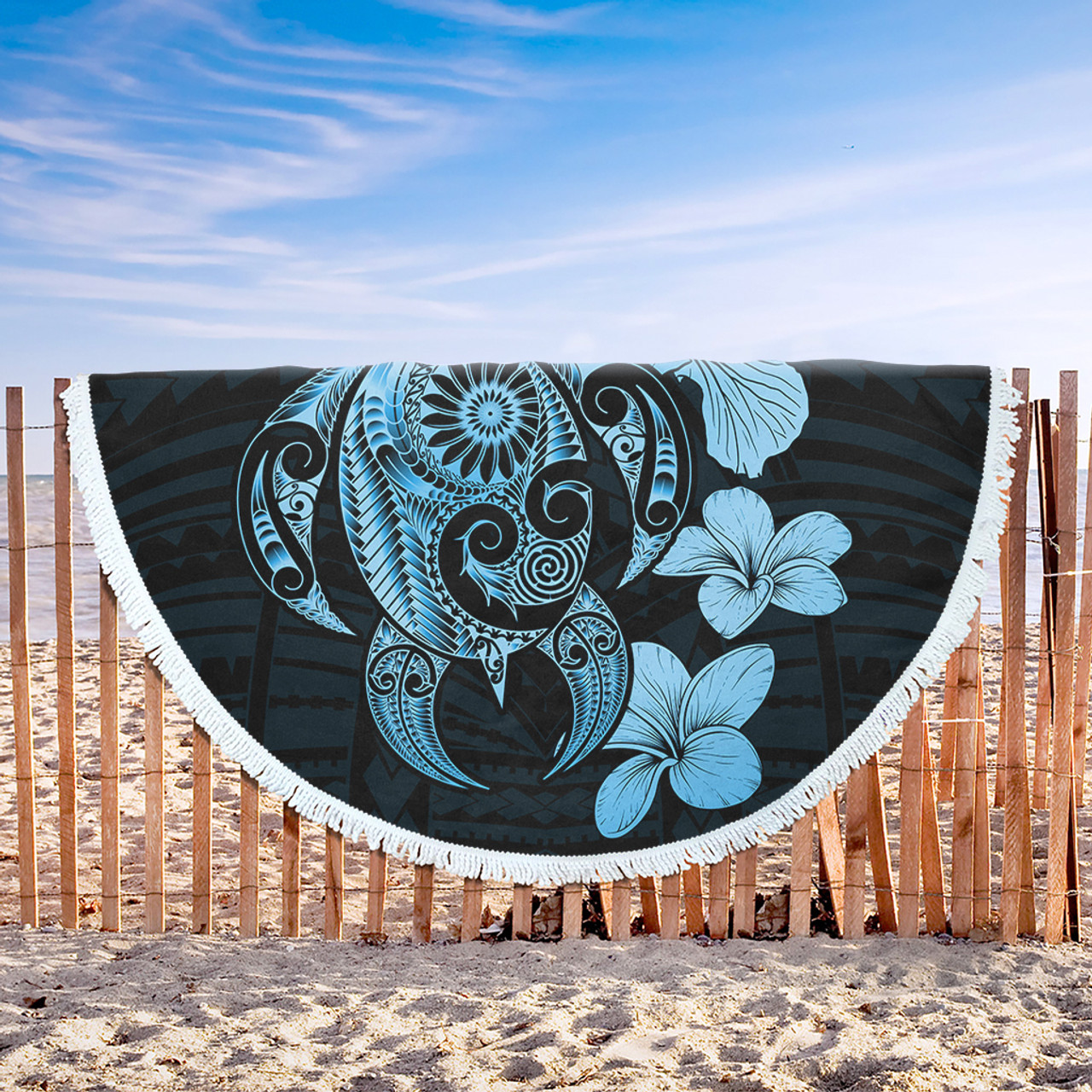 Hawaii Beach Blanket Hibiscus Plumeria Mix Polynesian Turtle