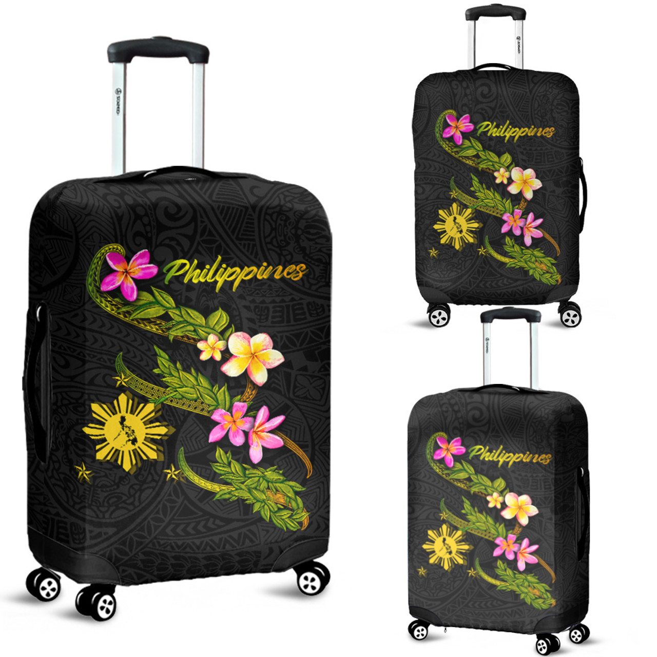 Philippines Filipinos Luggage Cover Philippines Sun And Map Plumeria Tribal