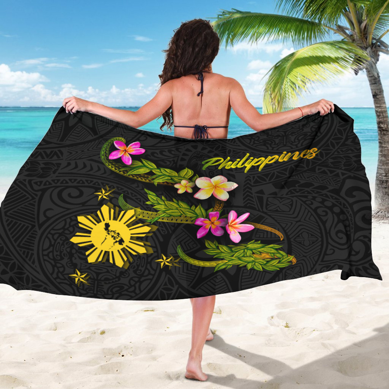 Philippines Filipinos Sarong Philippines Sun And Map Plumeria Tribal