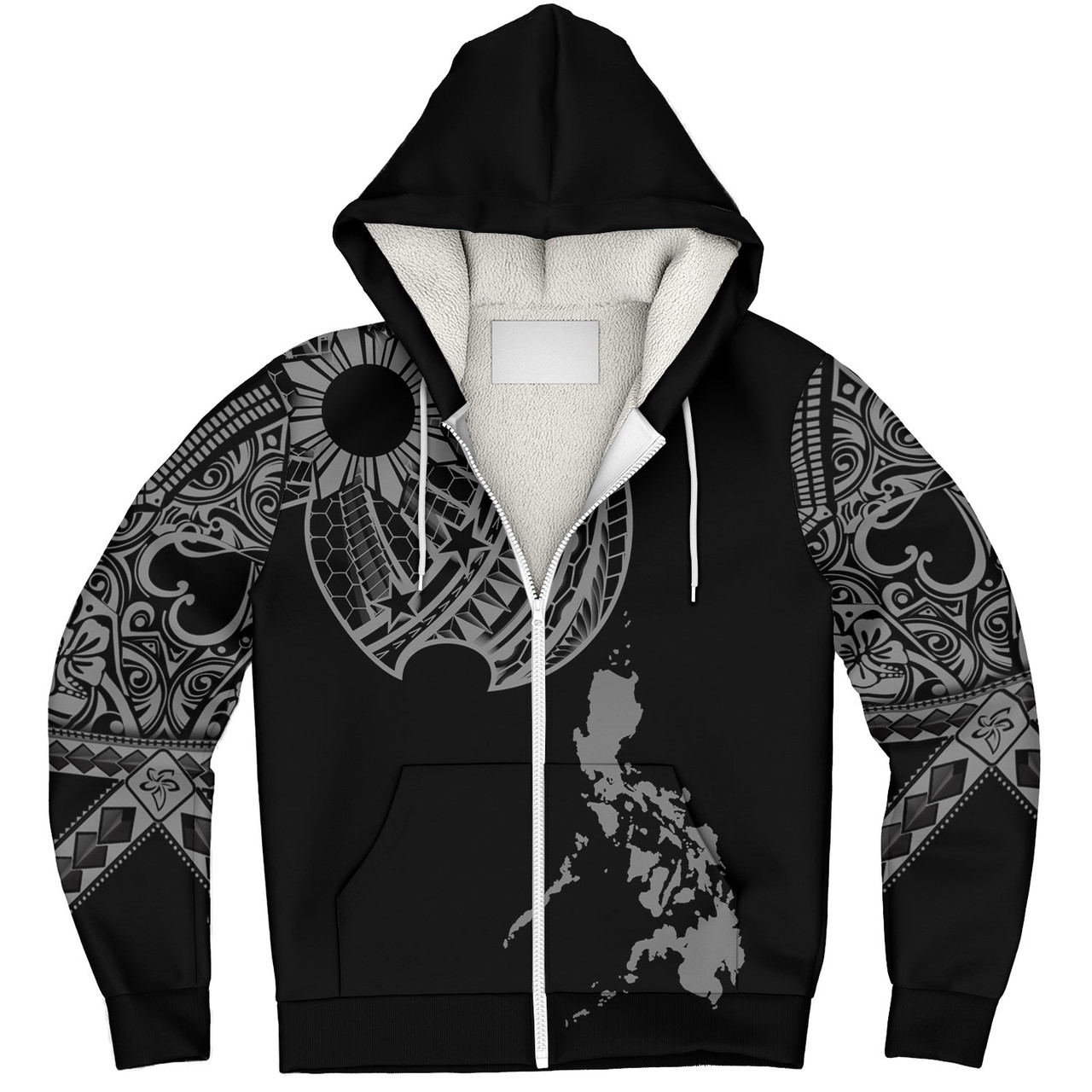 Philippines Filipinos Custom Personalised Sherpa Hoodie Filipinos Sun Tatau Tribal Patterns