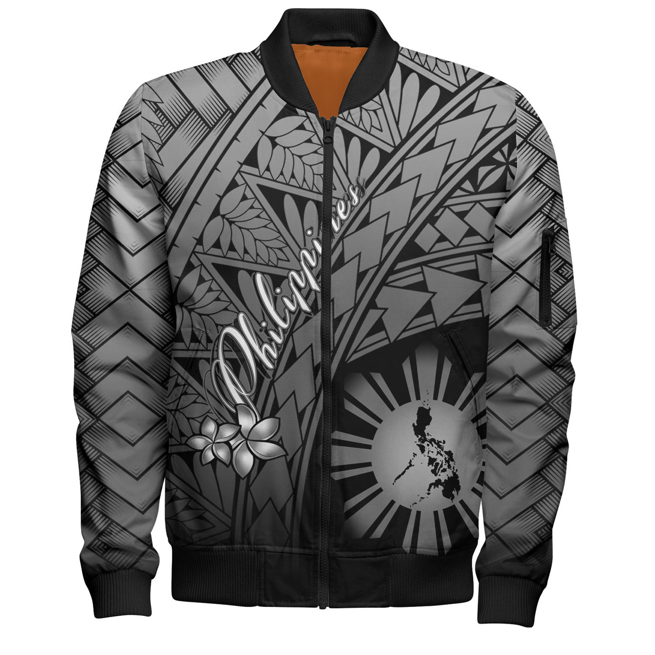 Philippines Filipinos Custom Personalised Bomber Jacket Plumeria Tattoo Tribal