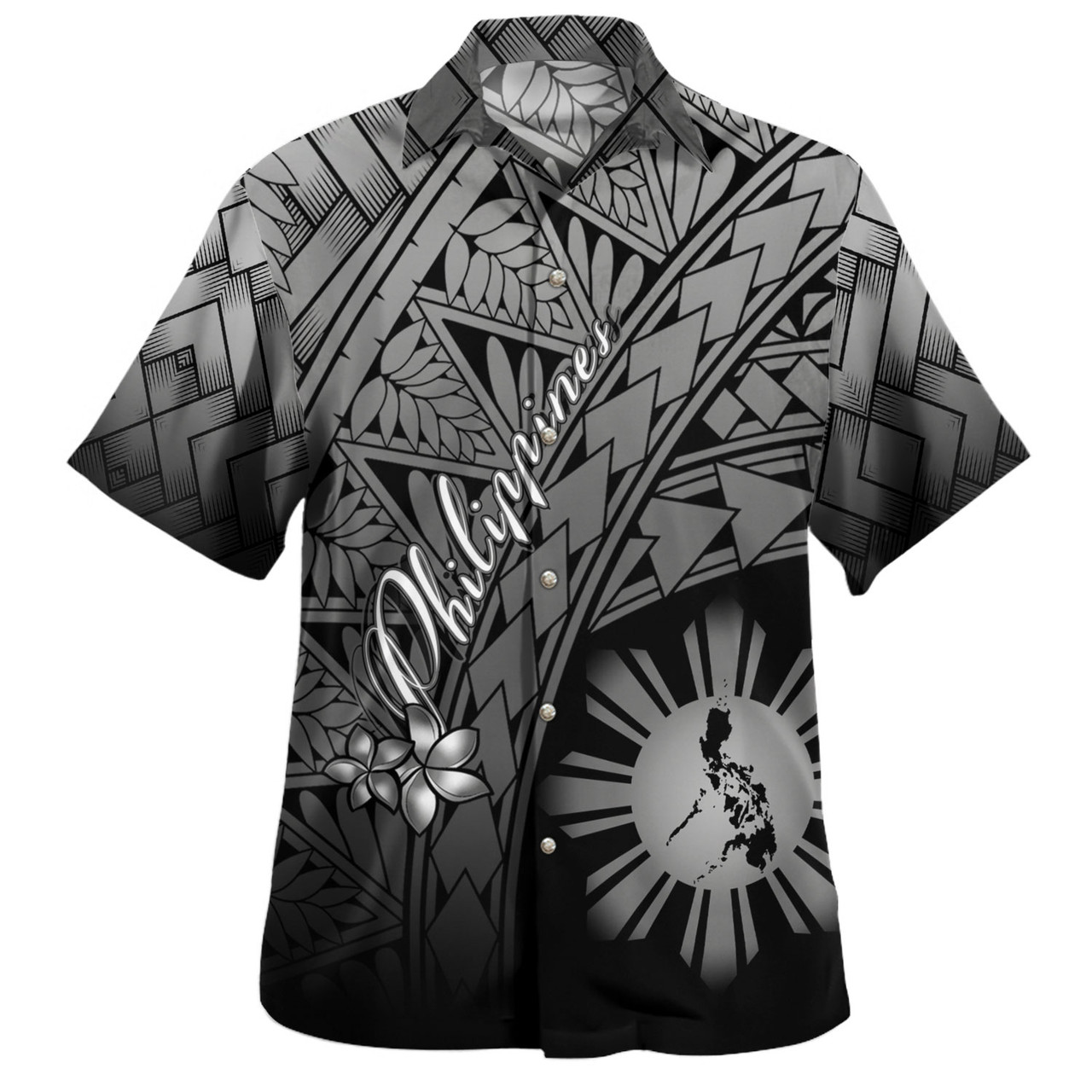 Philippines Filipinos Custom Personalised Hawaiian Shirt Plumeria Tattoo Tribal