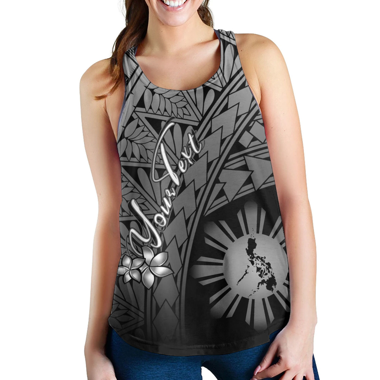 Philippines Filipinos Custom Personalised Women Tank Plumeria Tattoo Tribal