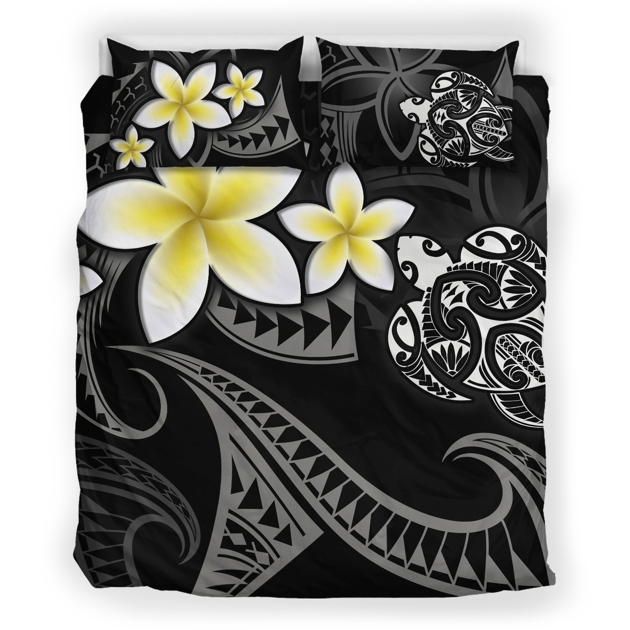 Hawaii Bedding Set Hawaiian Turtle Honu Plumeria Tribal Tattoo