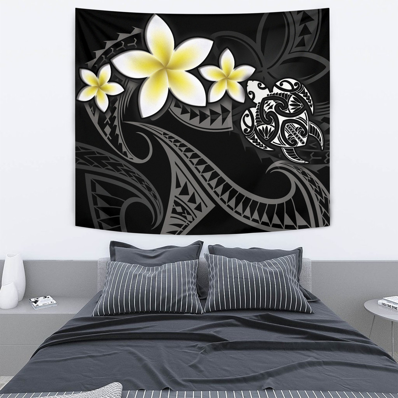 Hawaii Tapestry Hawaiian Turtle Honu Plumeria Tribal Tattoo