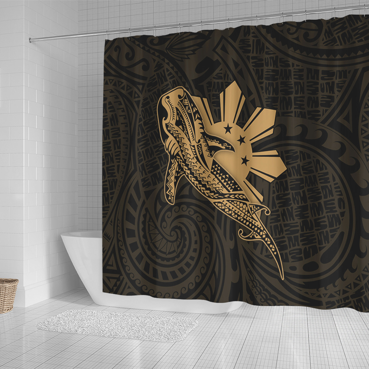 Philippines Filipinos Shower Curtain Tribal Whale Shark