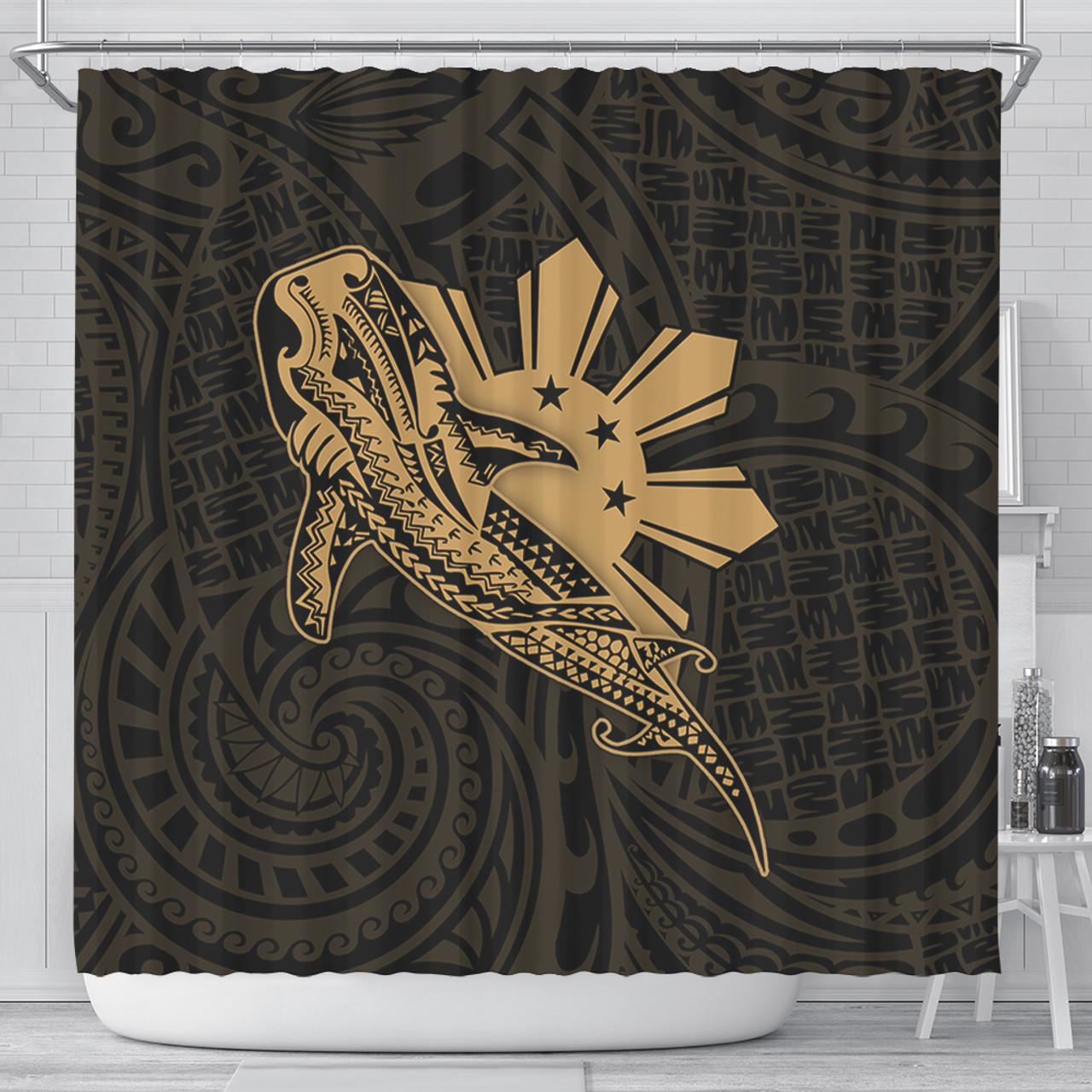 Philippines Filipinos Shower Curtain Tribal Whale Shark