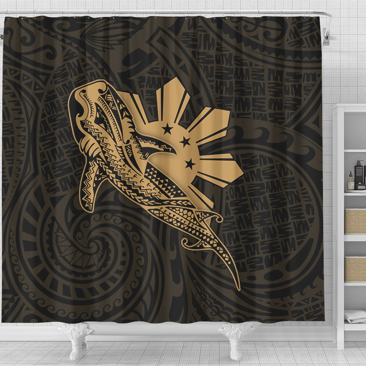 Philippines Filipinos Shower Curtain Tribal Whale Shark