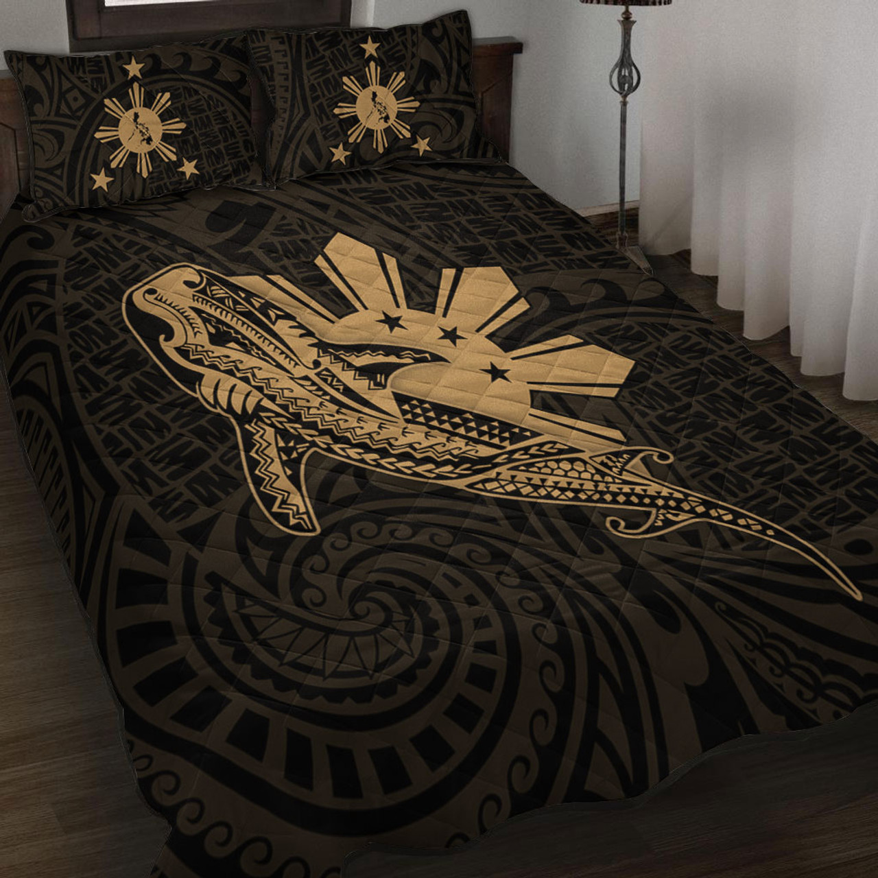 Philippines Filipinos Quilt Bed Set Tribal Whale Shark