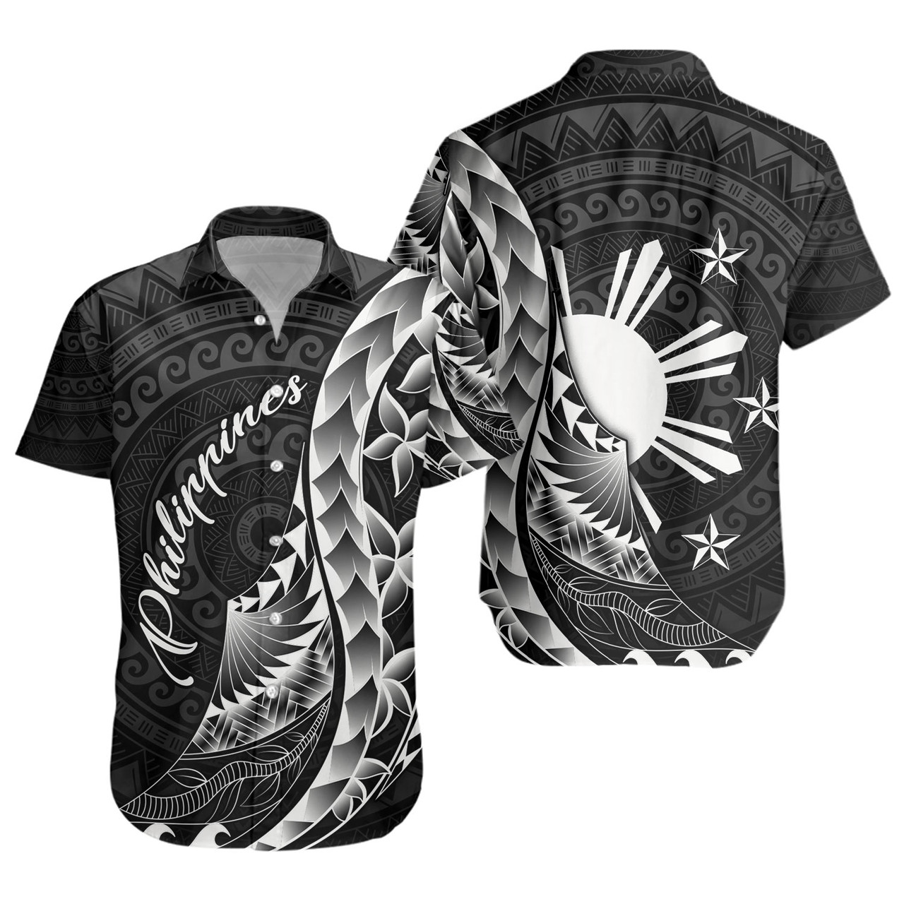 Philippines Filipinos Custom Personalised Short Sleeve Shirt Filipinos Sun Tribal Patterns Style