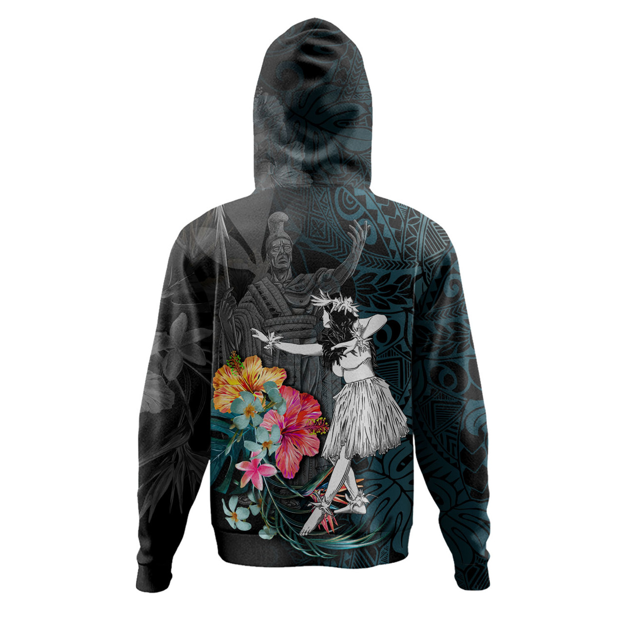 Hawaii Hoodie King Kamehameha With Hawaiian Girls Tropical Flowers