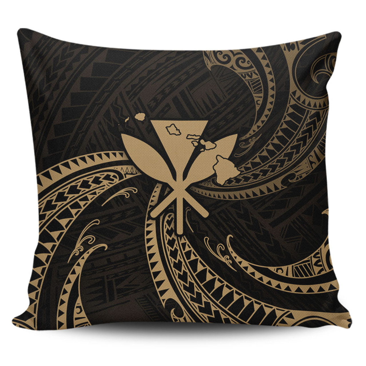 Hawaii Pillow Cover Kanaka Map Tribal Wave