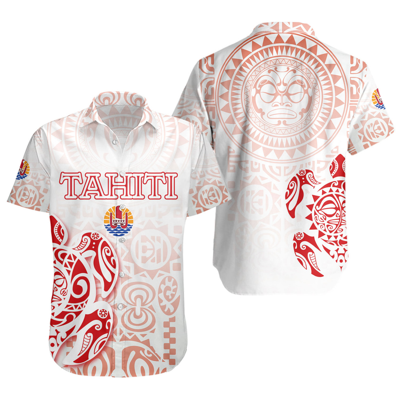 Tahiti Short Sleeve Shirt Tahitian Tribal Tattoos Style