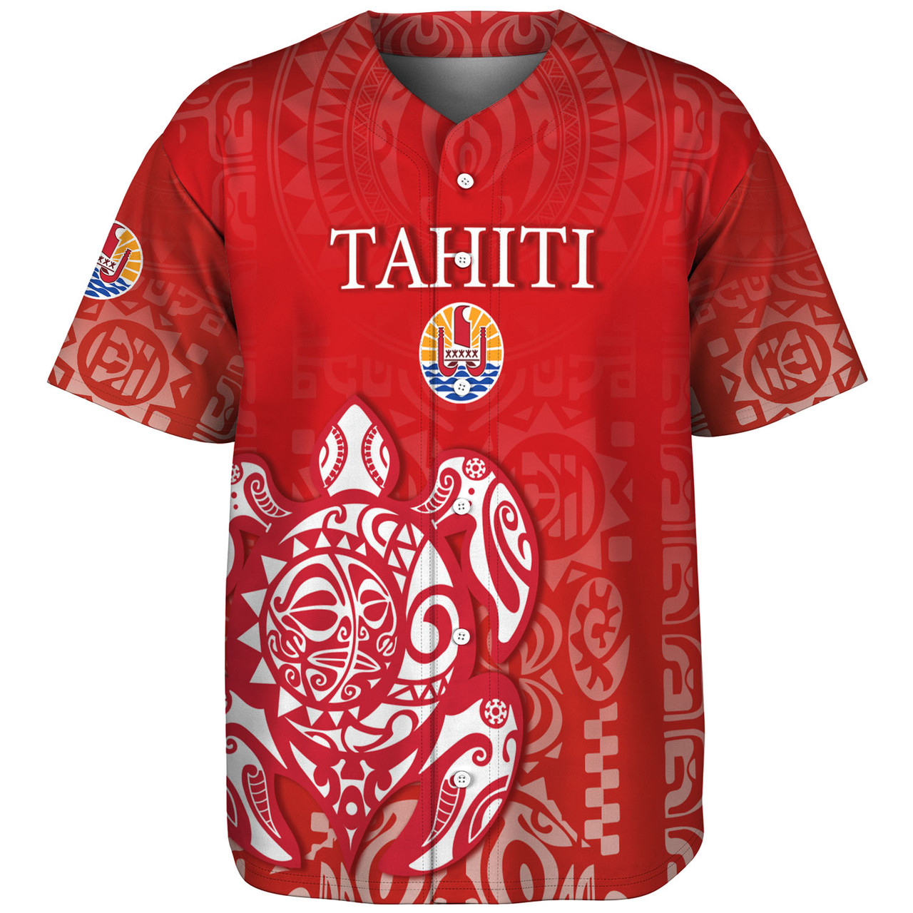 Tahiti Baseball Shirt Tahitian Tribal Tattoos Style