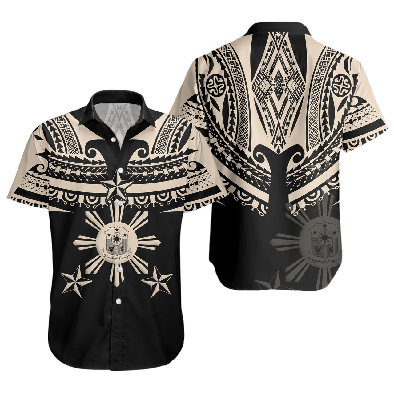 Philippines Filipinos Custom Personalised Short Sleeve Shirt Filipinos Coat Of Arms Tribal Tattoo Style