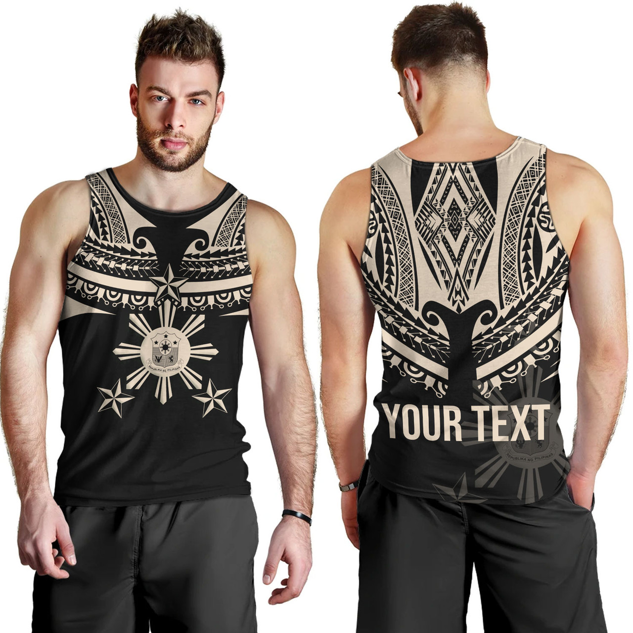 Philippines Filipinos Custom Personalised Tank Top Filipinos Coat Of Arms Tribal Tattoo Style