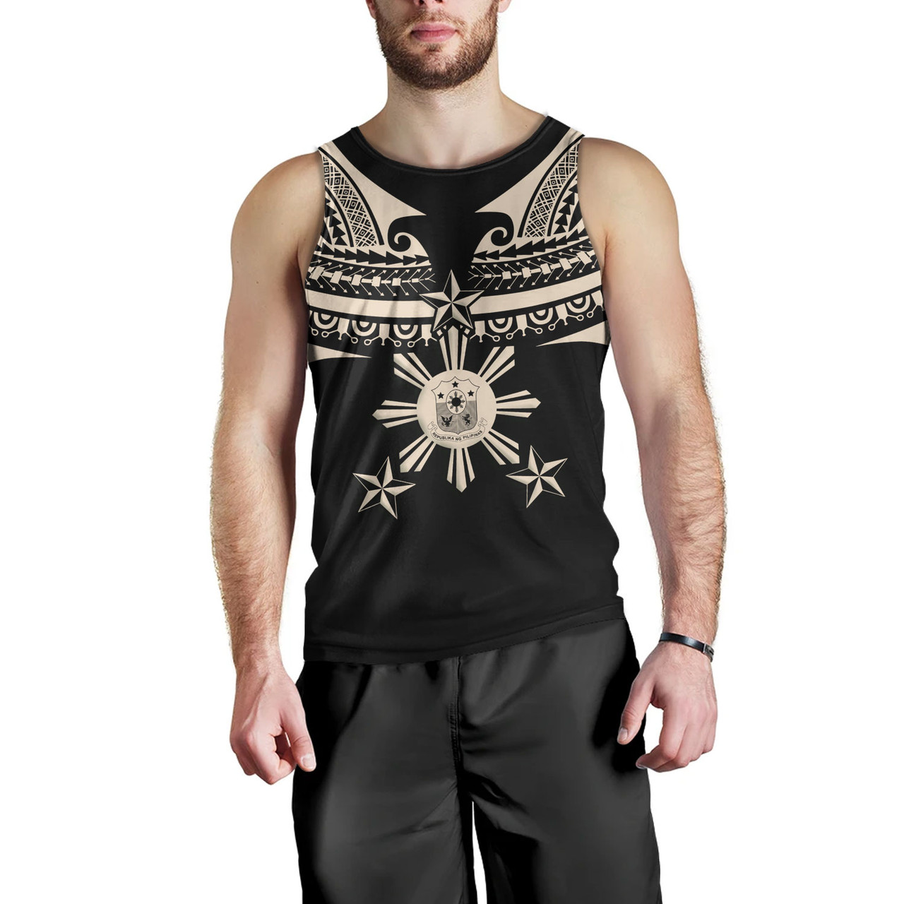 Philippines Filipinos Custom Personalised Tank Top Filipinos Coat Of Arms Tribal Tattoo Style