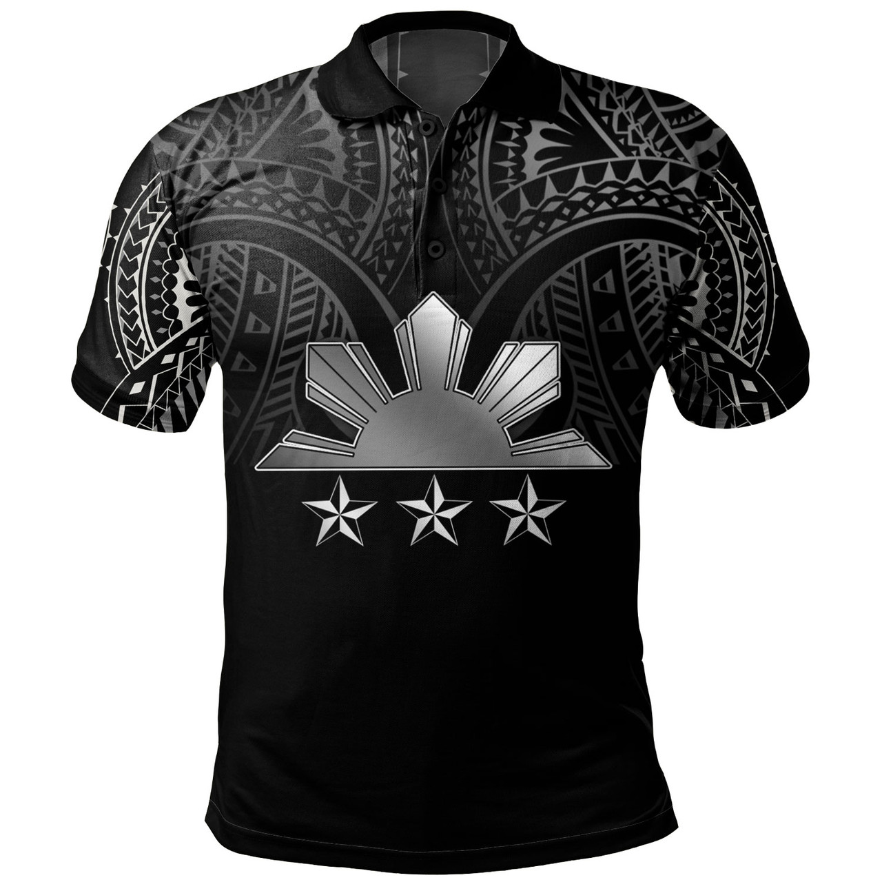 Philippines Filipinos Custom Personalised Polo Shirt Black Sun And Stars Tribal Tatau Design