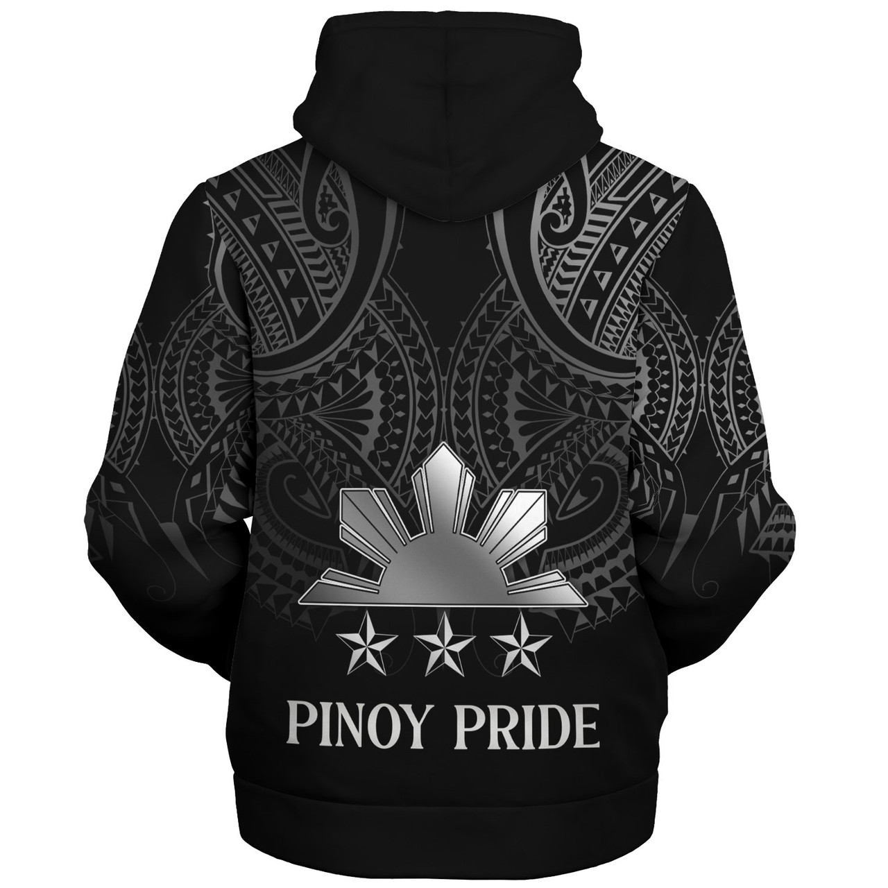 Philippines Filipinos Custom Personalised Sherpa Hoodie Black Sun And Stars Tribal Tatau Design