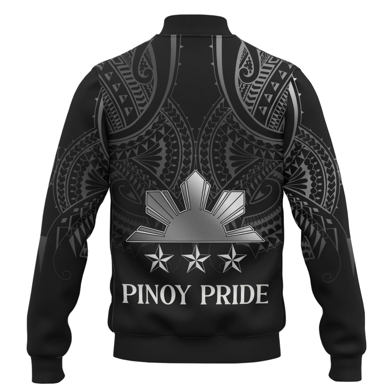 Philippines Filipinos Custom Personalised Baseball Jacket Black Sun And Stars Tribal Tatau Design