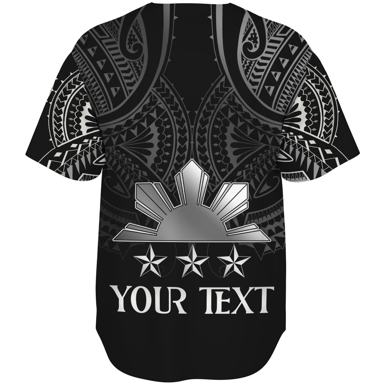 Philippines Filipinos Custom Personalised Baseball Shirt Black Sun And Stars Tribal Tatau Design