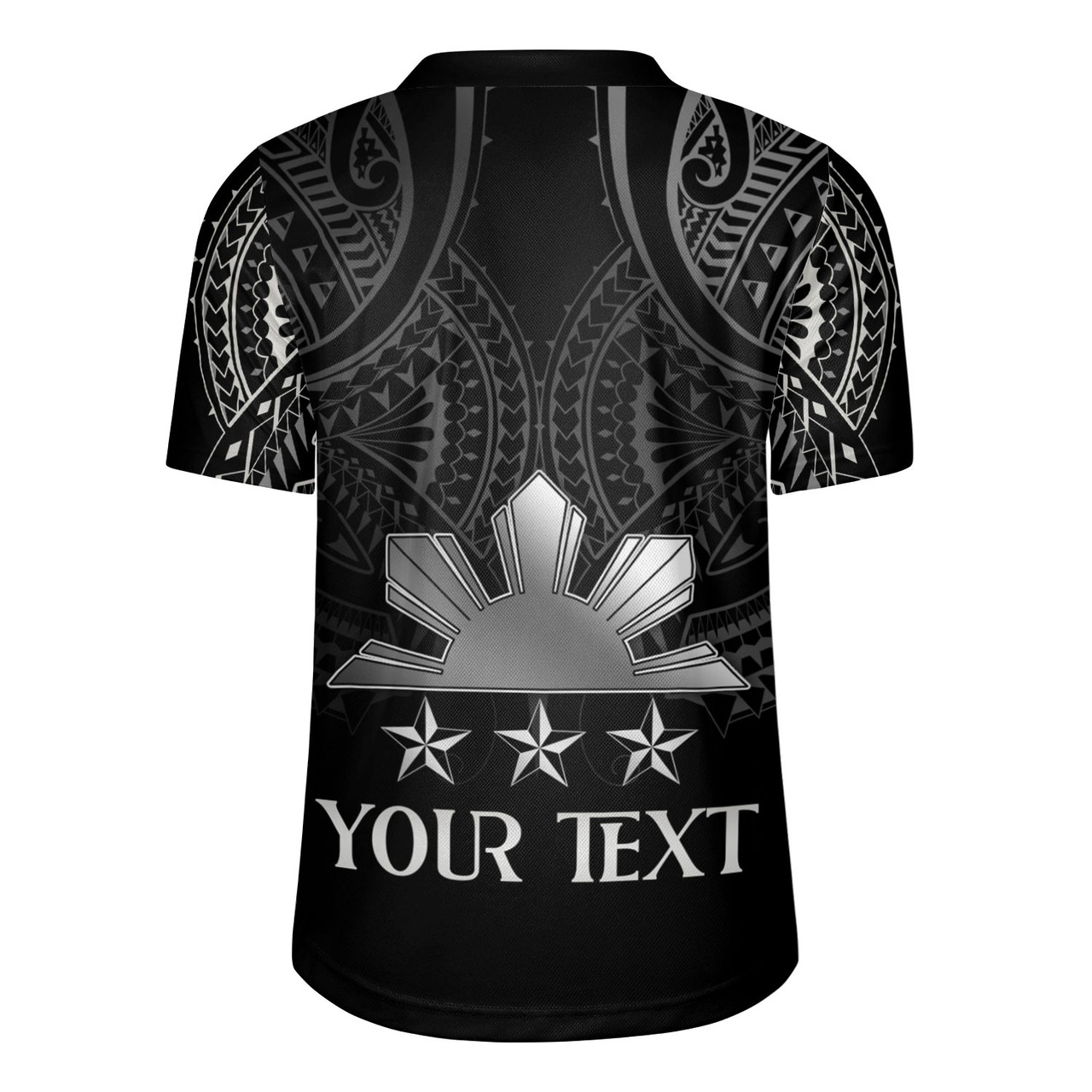 Philippines Filipinos Custom Personalised Rugby Jersey Black Sun And Stars Tribal Tatau Design