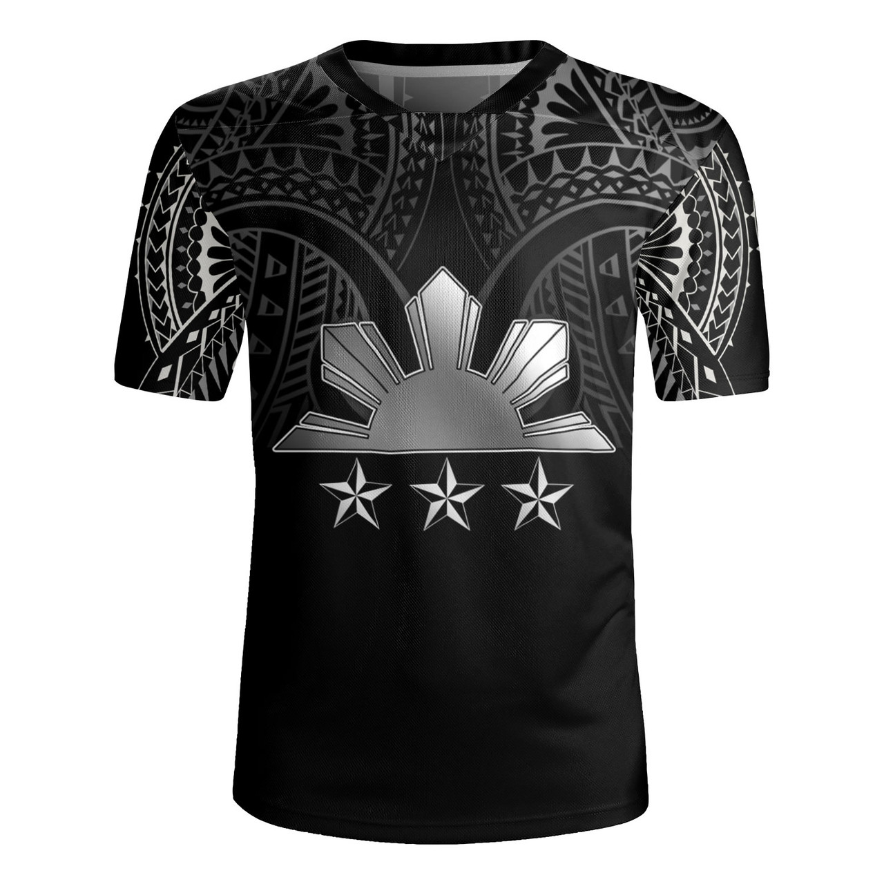 Philippines Filipinos Custom Personalised Rugby Jersey Black Sun And Stars Tribal Tatau Design