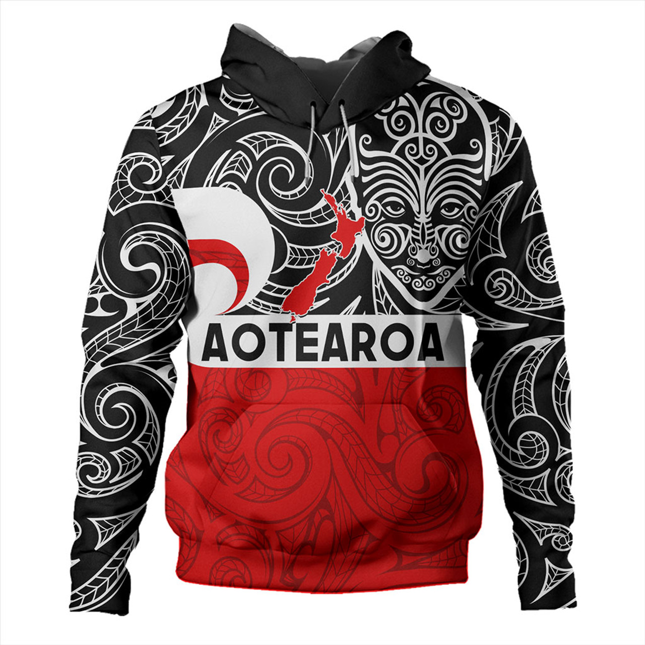 New Zealand Hoodie Aotearoa Maori Haka Face