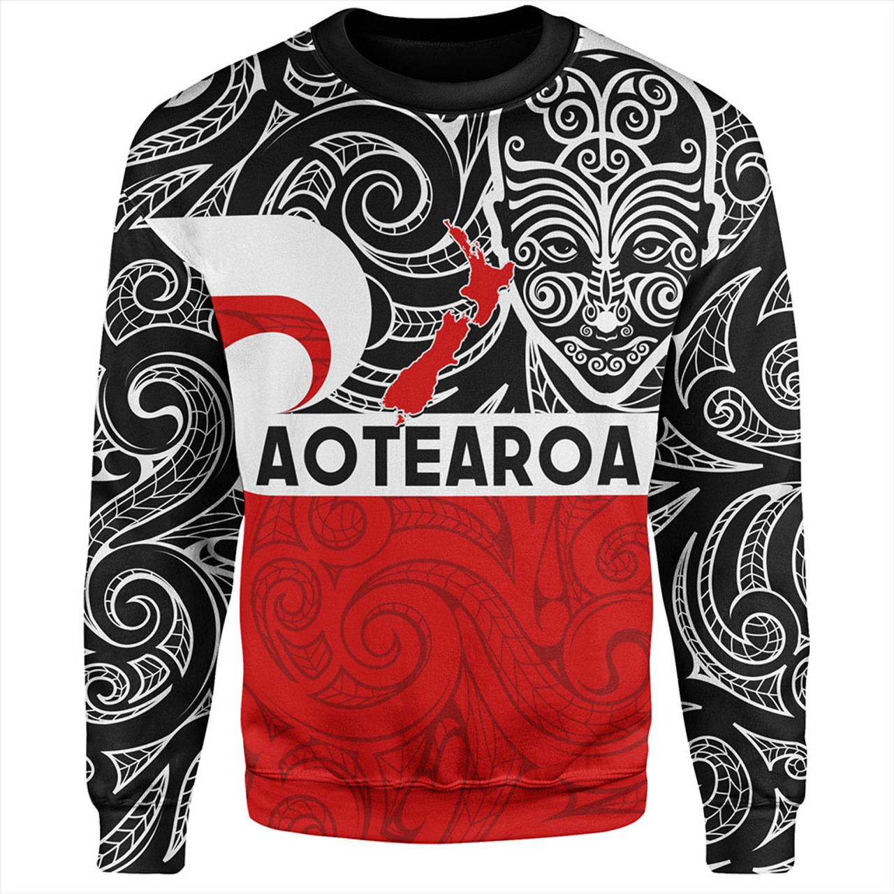 New Zealand Sweatshirt Aotearoa Maori Haka Face