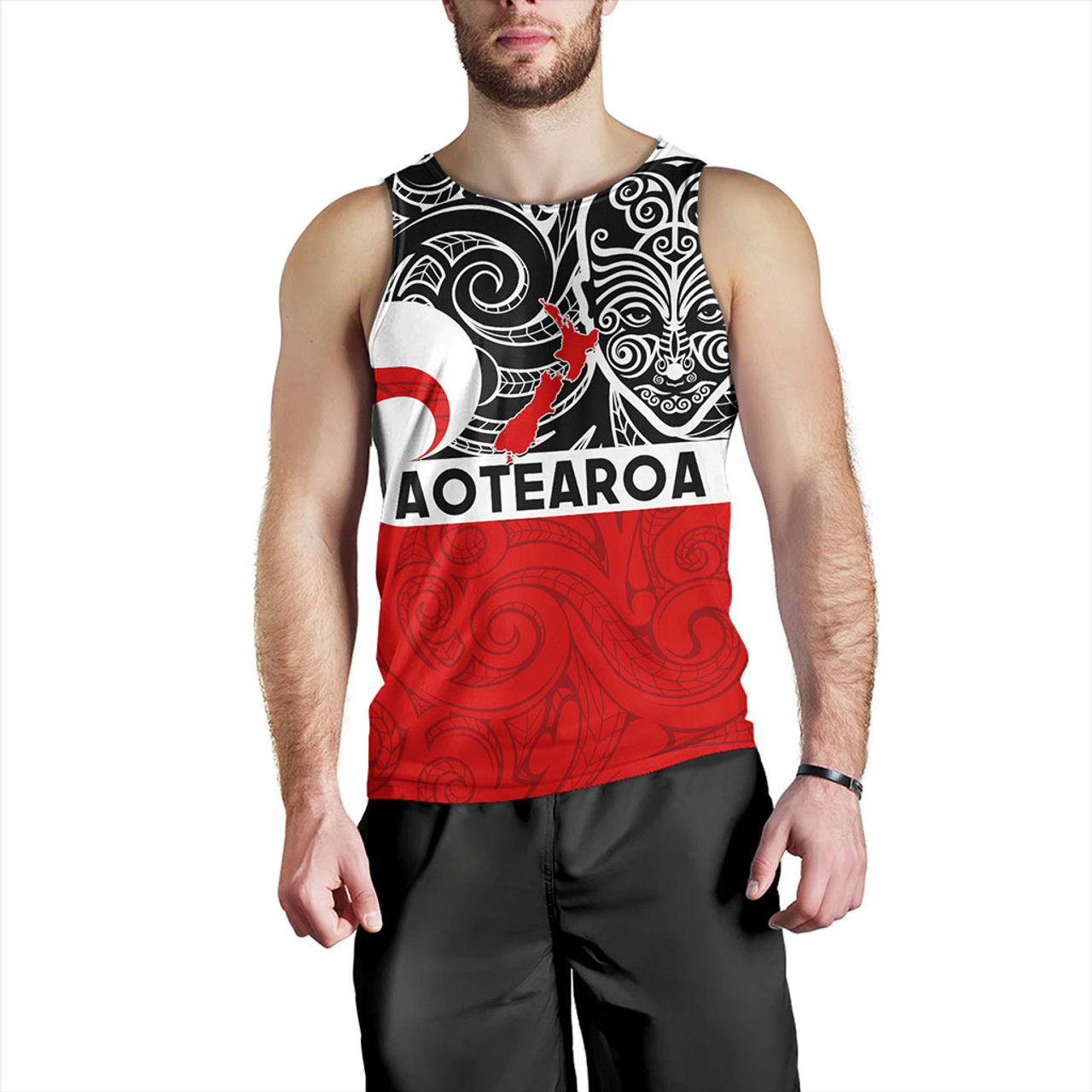 New Zealand Tank Top Aotearoa Maori Haka Face