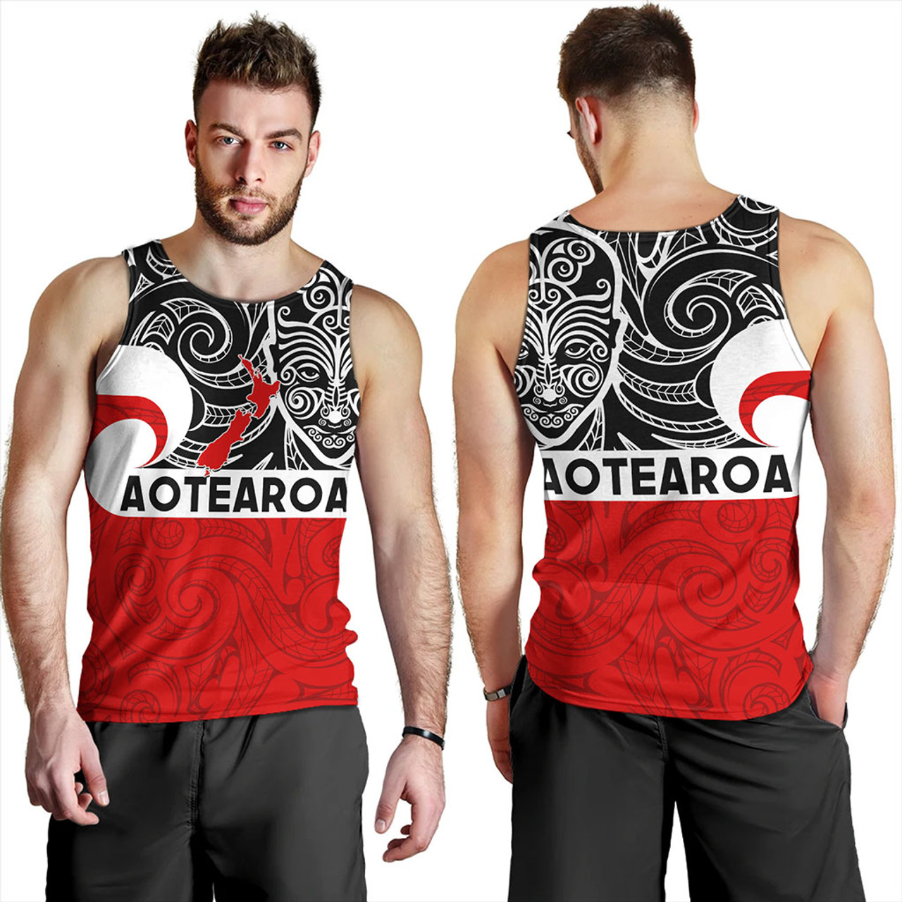 New Zealand Tank Top Aotearoa Maori Haka Face